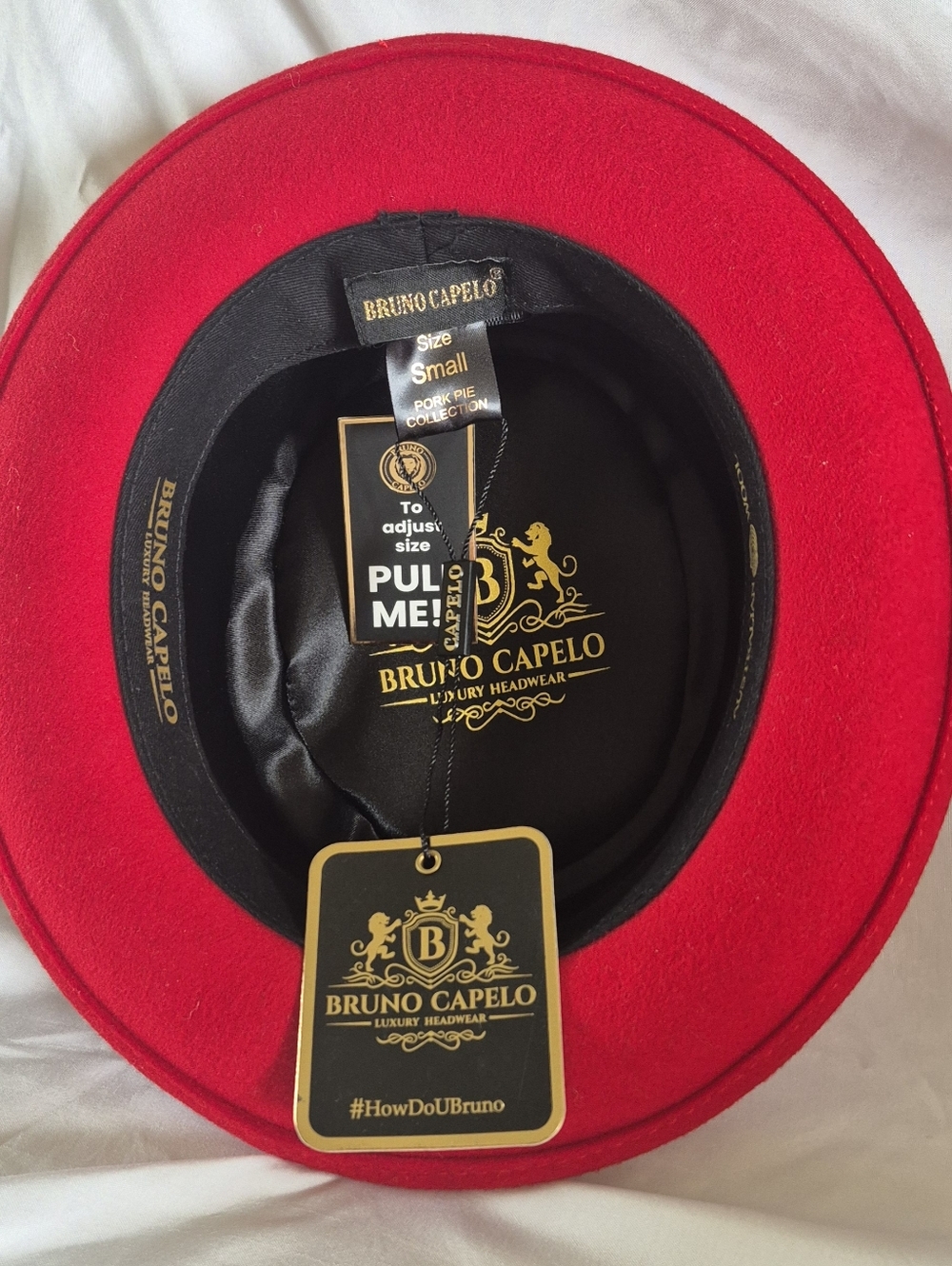 Bruno Capelo Pork Pie Collection Red Wool Hat - NWT - Picture 2 of 4